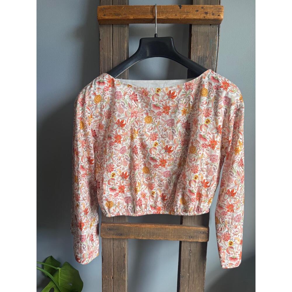 JCrew Blouse Womens Size Small‎ Floral Liberty Cottagecore Boho Organic Cropped